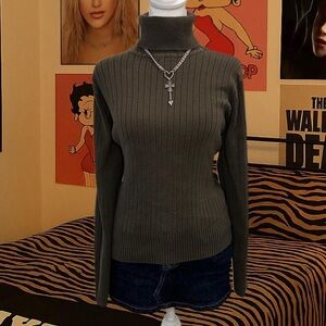 Jeanne Pierre Dark Green Turtleneck Sweater L